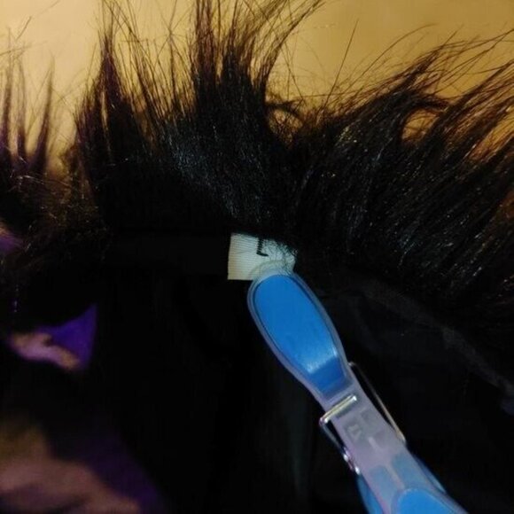 Black Faux Fur Fluffy Shaggy Coat Jacket Size Large - Picture 6 of 11